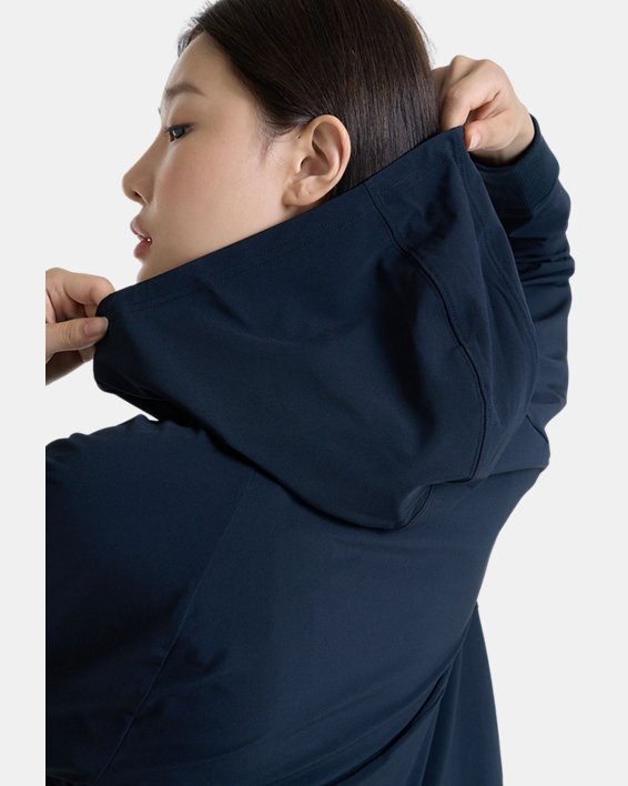 Women's UA Woven Full-Zip Jacket in Black image number 6
